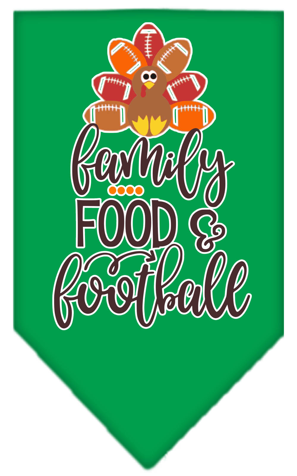 Family, Food, and Football Screen Print Bandana Emerald Green Large